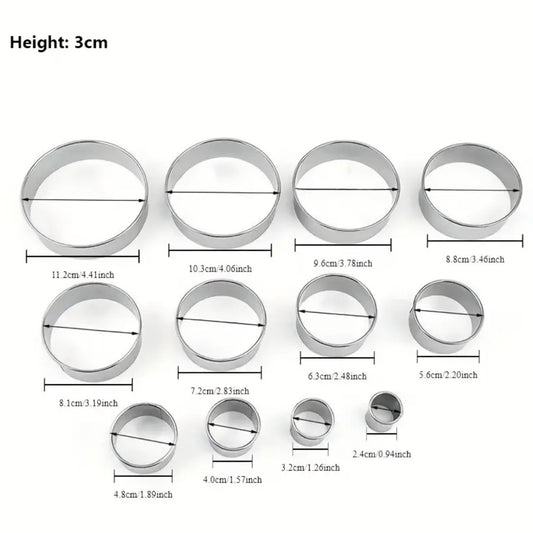 Juego de 12 cortadores redondos de acero inoxidable