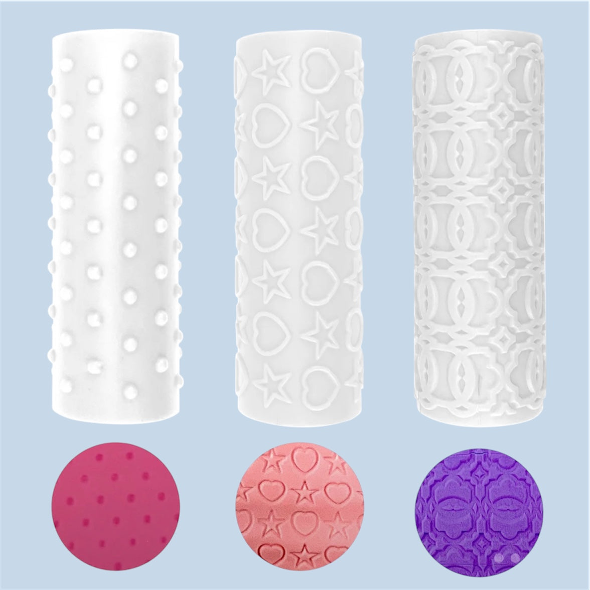 Rodillos de relieve de arcilla (3 piezas)