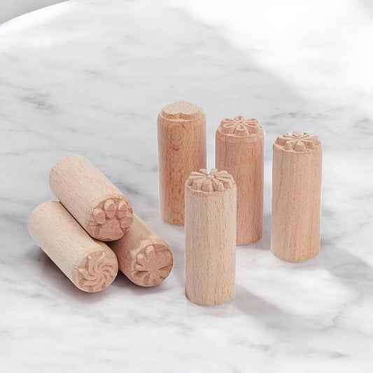 Sellos de madera para arcilla (7 piezas)