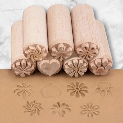 Sellos de madera para arcilla (7 piezas)