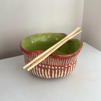 Tazón de cerámica para ramen con soporte para palillos