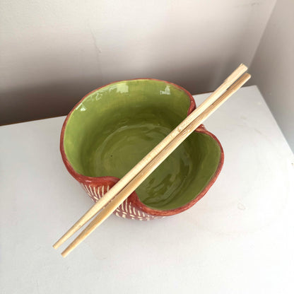 Tazón de cerámica para ramen con soporte para palillos