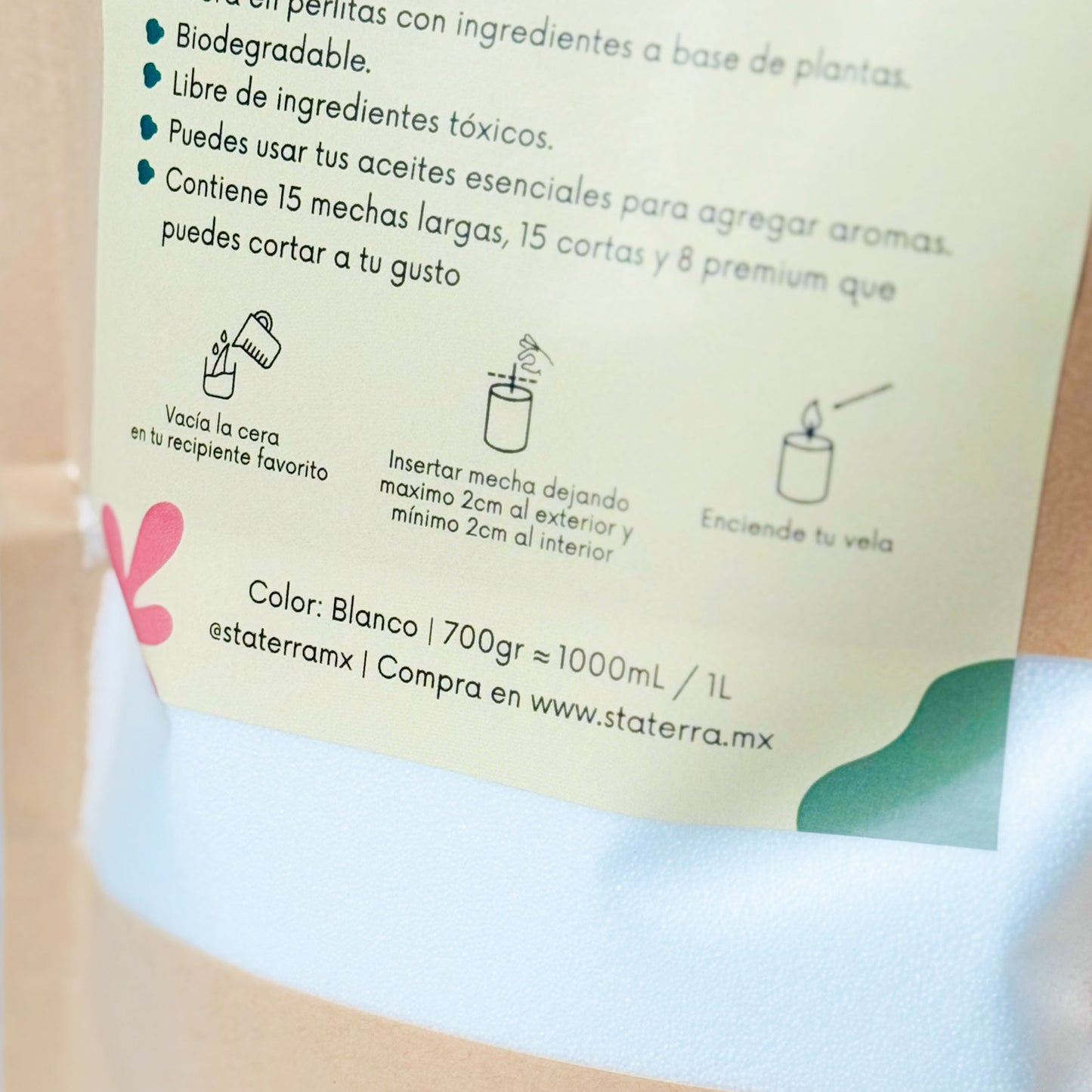 Cera en Polvo Bolsa Grande 700g=1000mL/1Lt